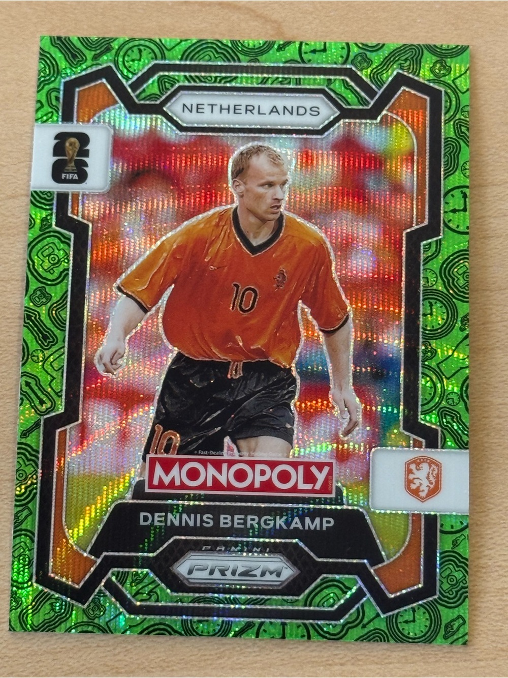 2026 Panini Monopoly Prizm FIFA World Cup Dennis Bergkamp #74 SP Green Wave